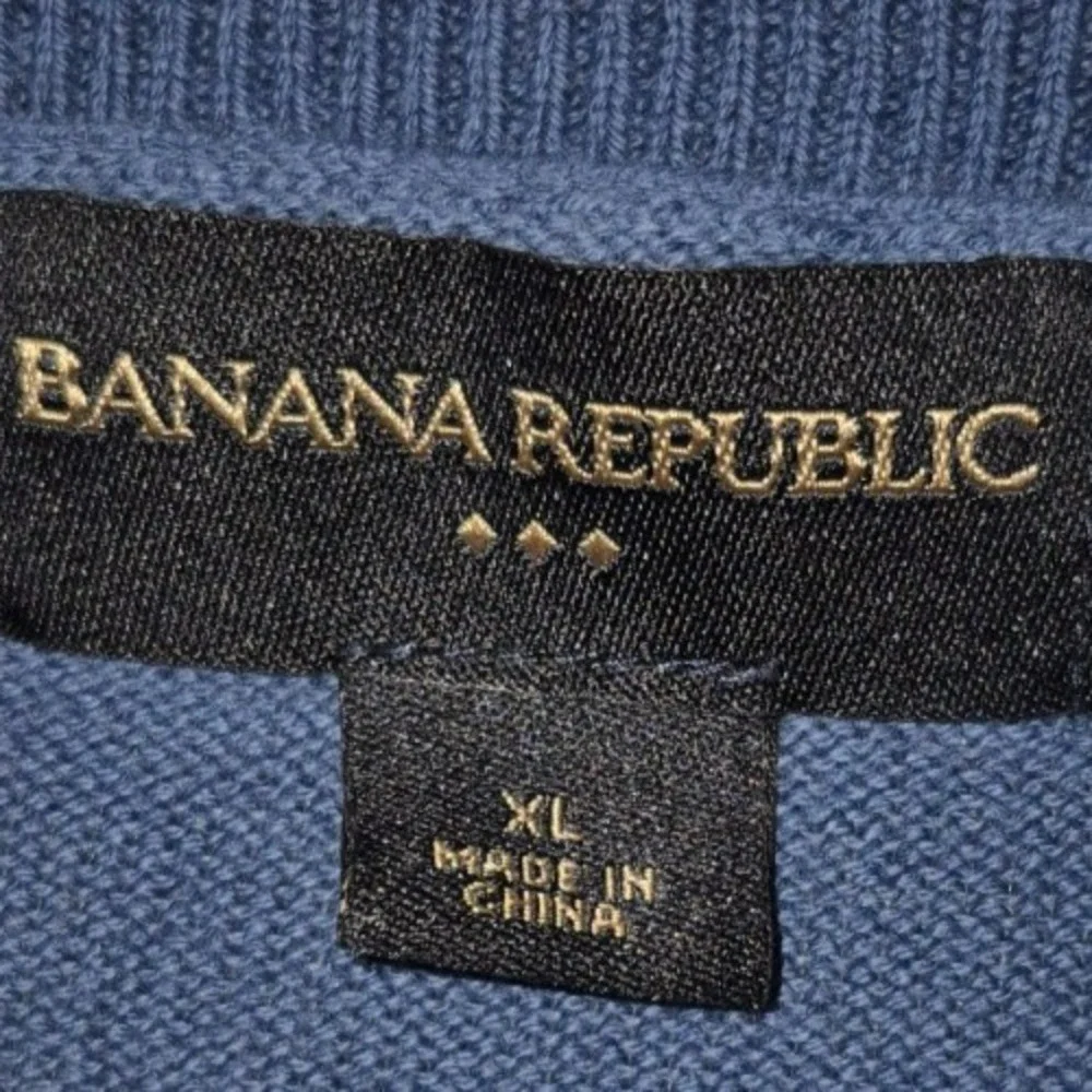 Banana Republic Men's Blue‎ V-neck Long Sleeve pullover Sweater Size XL